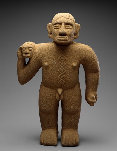 Guerriero in piedi con testa trofeo, Costa Rica, Tardo Periodo V - Inizio Periodo VI, 700-1000 da Atlantic Watershed Culture Atlantic Watershed Culture