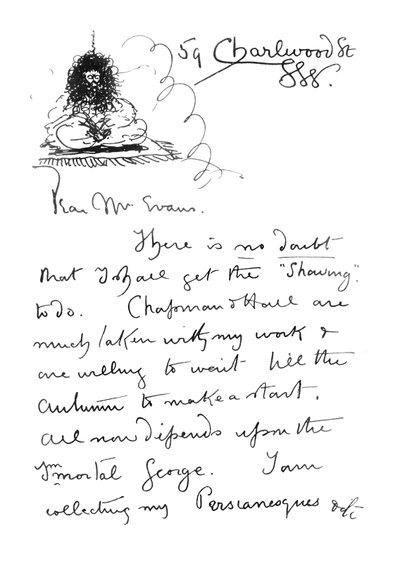Prima pagina della lettera autografa a Frederick Evans, c.1893 da Aubrey Beardsley