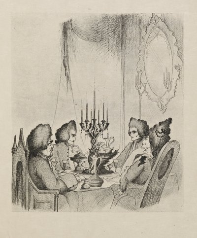 Una scena da "Madame Lescaut" da un libro di cinquanta disegni da Aubrey Beardsley