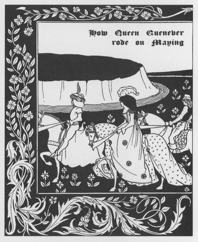 Leggenda Arturiana: Regina Ginevra Regina di Maggio, Incisione in La Morte di Artù di Sir Thomas Malory, edizione illustrata da Aubrey Beardsley (1893-1894) da Aubrey Beardsley