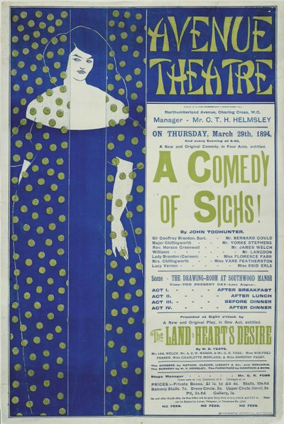 Avenue Theater, Una commedia di sospiri! Poster, 1894 da Aubrey Beardsley