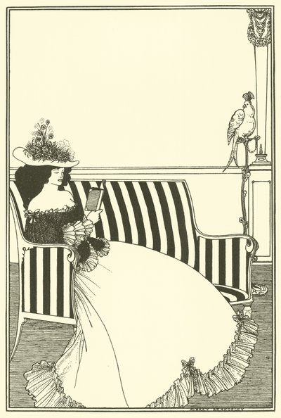 Copertina, Catalogo di Libri Rari di Smithers, lettura, divano da Aubrey Beardsley