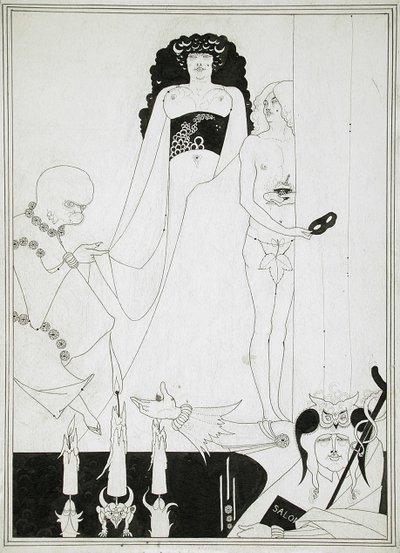 Entra Erodiade. Illustrazione per Salomè di Oscar Wilde da Aubrey Beardsley