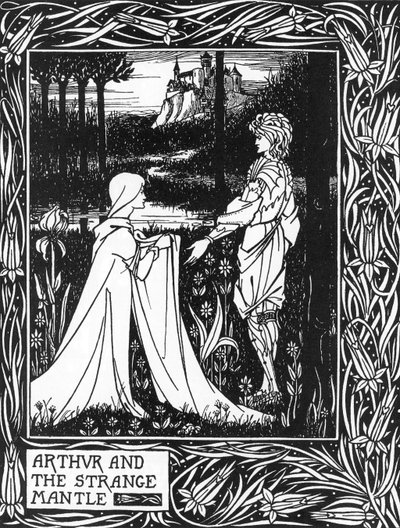 Re Artù riceve la visita di una giovane ragazza inviata dalla fata Morgana da Aubrey Beardsley