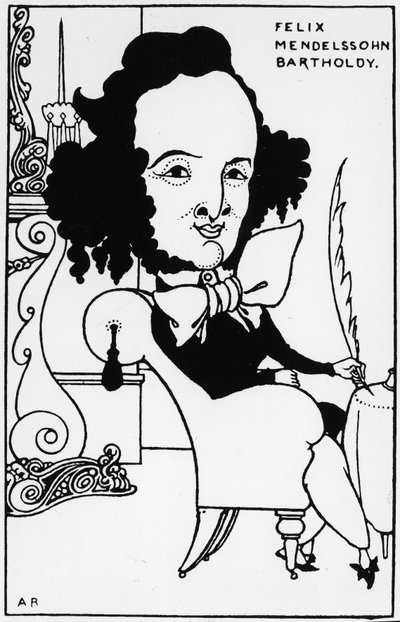 Ritratto di Félix Mendelssohn-Bartholdy (1809-1847), disegno di A. Beardsley da Aubrey Beardsley
