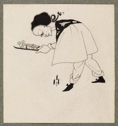Servitore che porta le pantofole da Aubrey Beardsley