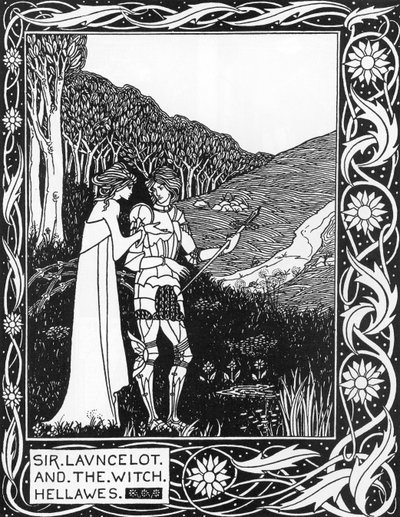 Sir Launcelot e la strega Hellawes (Lancelot e la strega Hellawes) Illustrazione di Aubrey Beardsley (1872-1898) da 