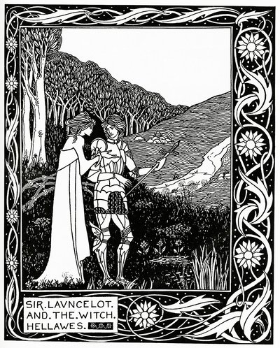 Sir Launcelot e la strega Hellawes, 1870 da Aubrey Beardsley