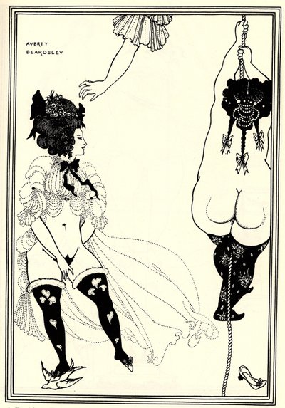 Due donne ateniesi in difficoltà. Illustrazione per La Lisistrata di Aristofane, 1896 da Aubrey Beardsley