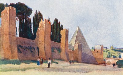 Roma: Muro Aureliano con la Piramide di Caio Cestio da Aubrey Waterfield