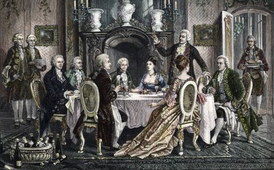 Cena a casa di Emanuel Schikaneder per Wolfgang Amadeus Mozart da August (after) Borckmann