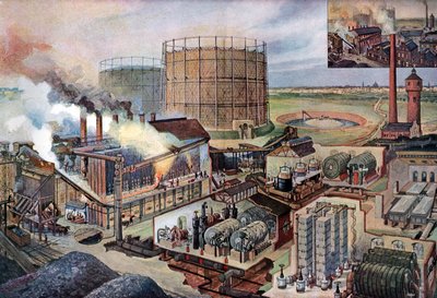 Impianto a gas, c.1880 (illustrazione) da August (after) Dressel