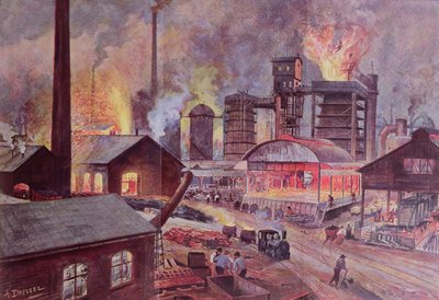 Fabbrica con altoforno, da una serie di libri su L