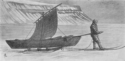 Una vela con slitte. A sud di Capo Richthofen. 6 giugno, 1896, 1897 da August Eiebakke