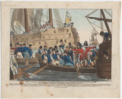 Napoleone Bonaparte come prigioniero degli inglesi viene portato dal Bellerophon al Northumberland da August Friedrich Andreas Campe