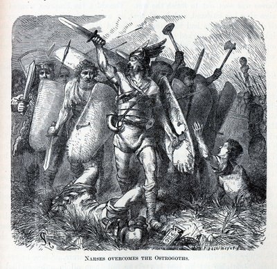 Narses sconfigge gli Ostrogoti, 1882 da August Heinrich Ferdinand Tegetmeyer