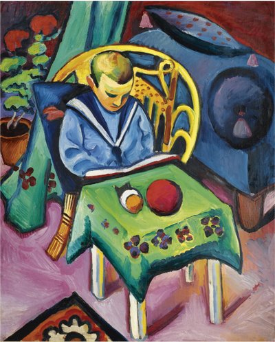 Ragazzo con libro e giocattoli, 1912 da August Macke