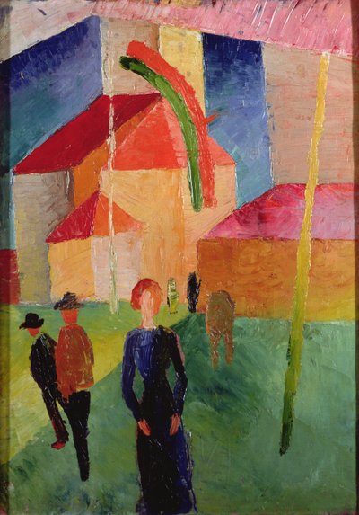 Chiesa decorata con bandiere da August Macke