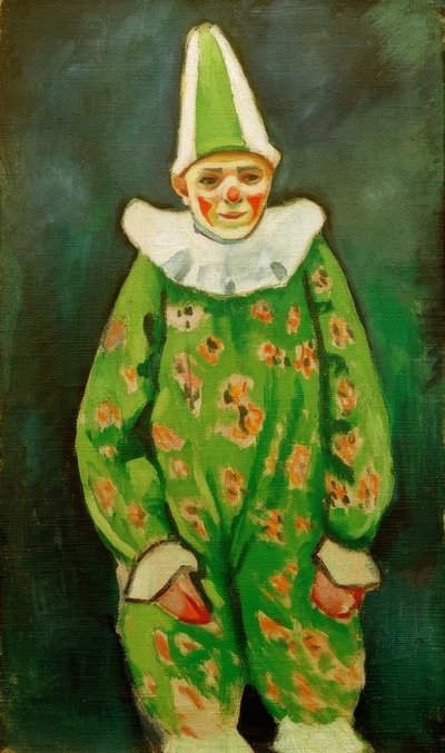 Clown in costume verde da August Macke