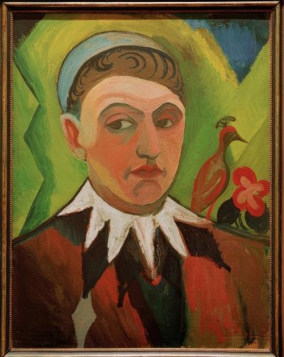 Clown, autoritratto caricaturale da August Macke
