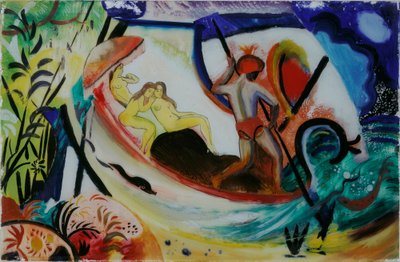 Tre ragazze in una barca da August Macke