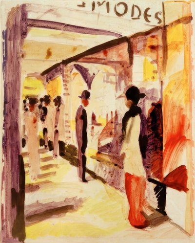 Una strada commerciale sotto i portici da August Macke