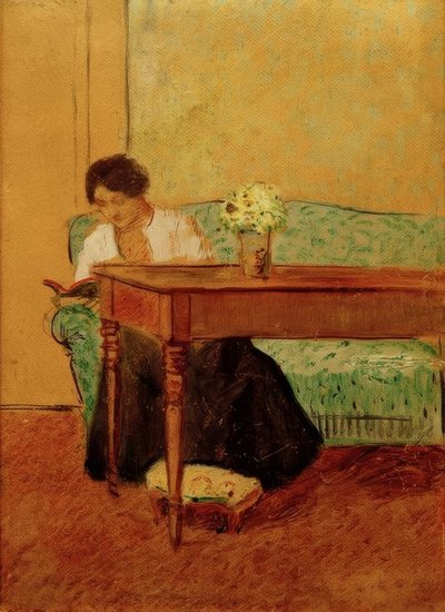 Elisabetta su un divano verde, leggendo da August Macke
