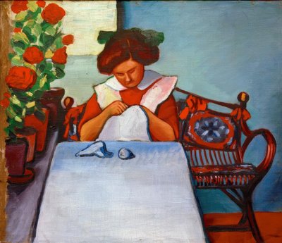 Grete Thuar al tavolo da August Macke