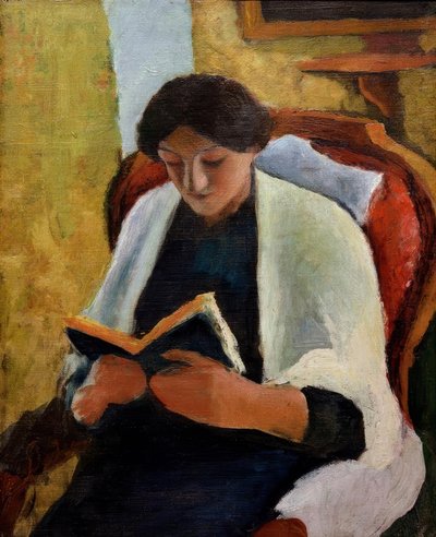 Donna che legge sulla poltrona rossa da August Macke