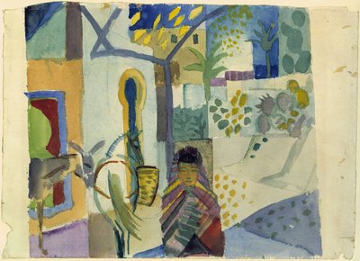 Ragazza con cavallo e asino da August Macke