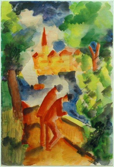 Uomini sulla terrazza al lago da August Macke