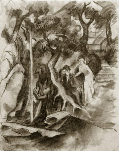 Coppia vicino alla barca a vela da August Macke