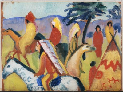Indiani a cavallo vicino alla tenda da August Macke