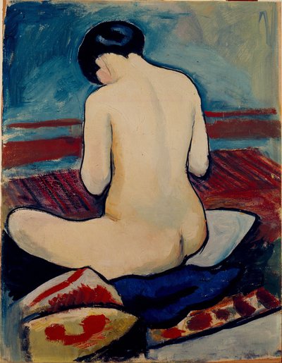 Nudo seduto con cuscino da August Macke