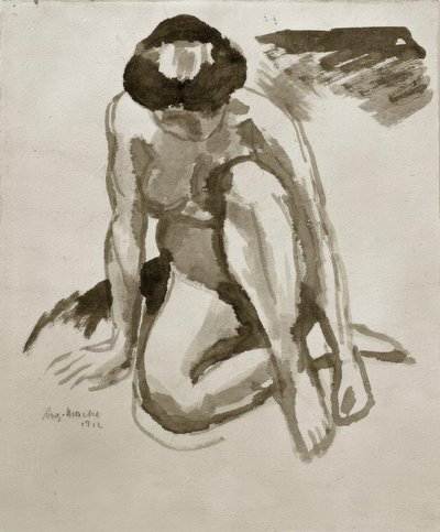 Nudo seduto, piegato in avanti da August Macke