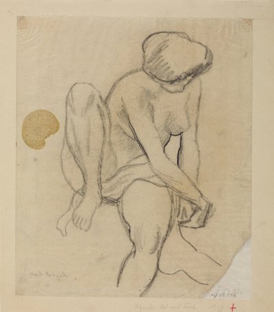 Nudo femminile seduto con telo da August Macke
