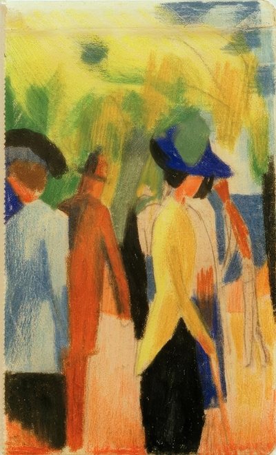 Passeggiatori sotto gli alberi (Passeggiatori nel parco) da August Macke