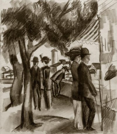 Passeggiatori sotto gli alberi da August Macke
