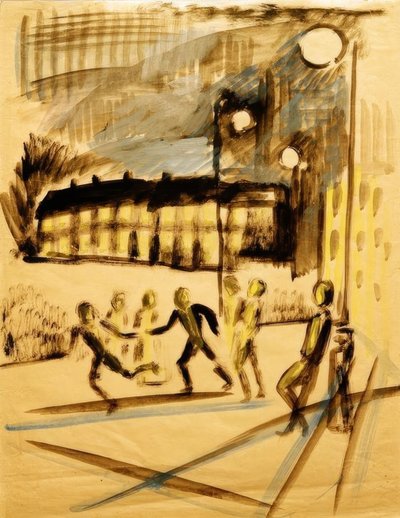 Bambini che giocano la sera da August Macke