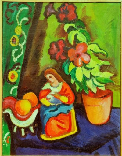Natura morta con Madonna, petunia e mele da August Macke