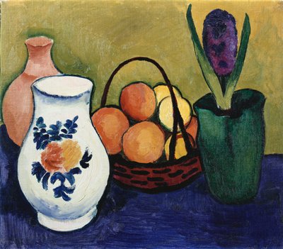 La brocca bianca con fiori e frutta da August Macke