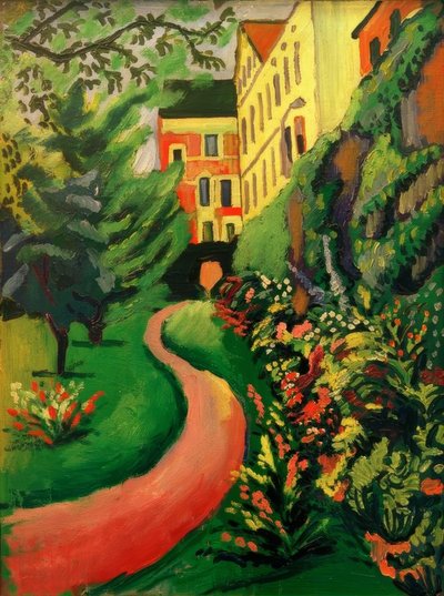 Il nostro giardino con aiuole fiorite da August Macke