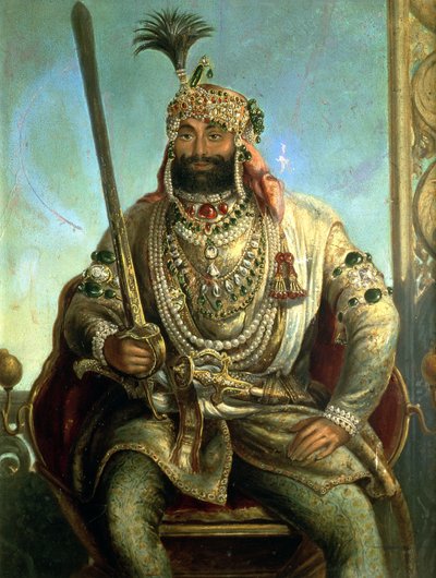 Ritratto di Maharaja Sher Singh, in abito regale da August Theodor Schoefft