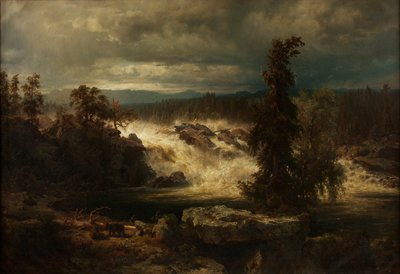 Le cascate di Labro presso Kongsberg in Norvegia da August Wilhelm Leu