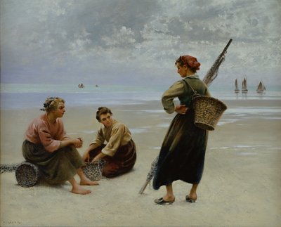 Raccoglitori di cozze, Bretagna da August Wilhelm Nikolaus Hagborg