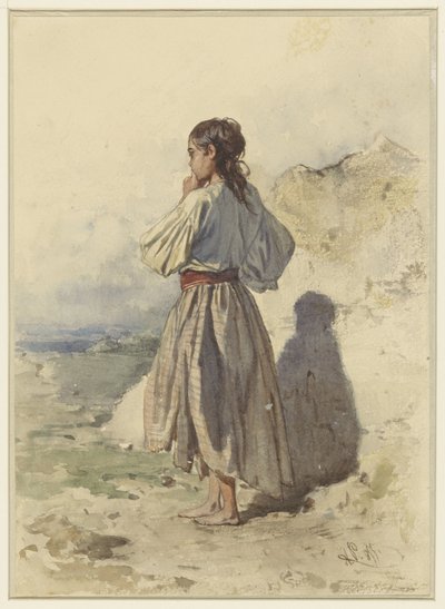 Donna ungherese, in piedi tre quarti verso sinistra, vista di schiena da August Xaver Carl von Pettenkofen