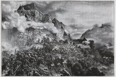 La Rivoluzione Ungherese del 1848-1849: i ribelli ungheresi assaltano il Castello di Buda il 21 maggio 1849 - dopo una litografia di August von Pettenkofer da August Xaver Karl von Pettenkofen