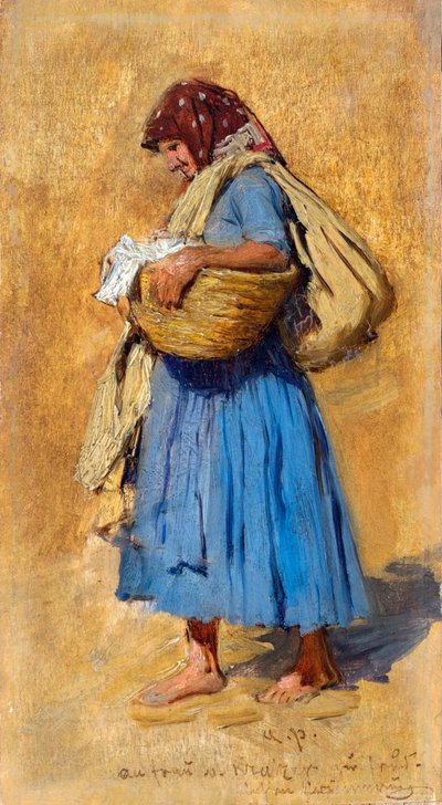 Una contadina si soffia il naso da August Xaver Karl von Pettenkofen