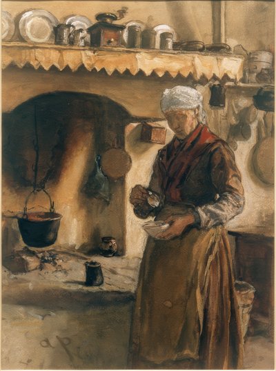 Contadina italiana al focolare da August von Pettenkofen