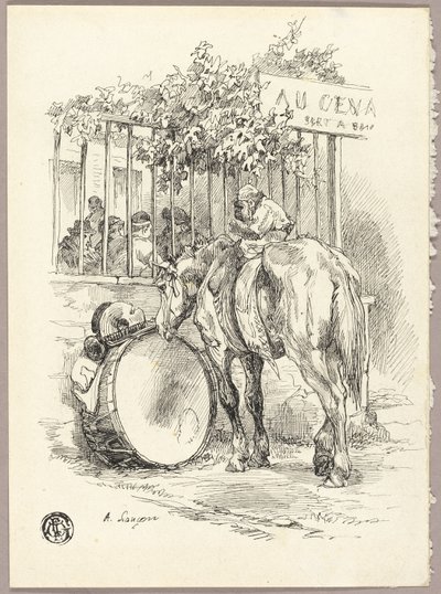 Cavallo con scimmia sulla schiena da Auguste Andre Lancon